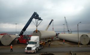 Windmill tower section loading for delivery to site